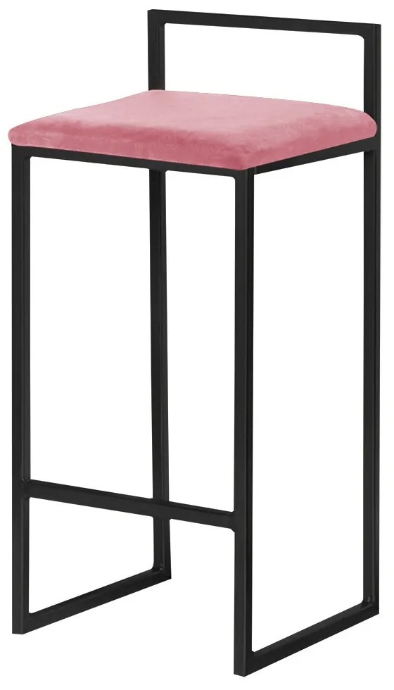 Banqueta Decorativa Jasmine Base Preto Suede Rosa G41 - Gran Belo