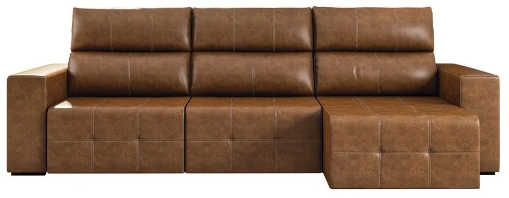 Sofá Retrátil Reclinável 6 Lugares Sala de Estar 374cm Russo Couro Caramelo G52 - Gran Belo