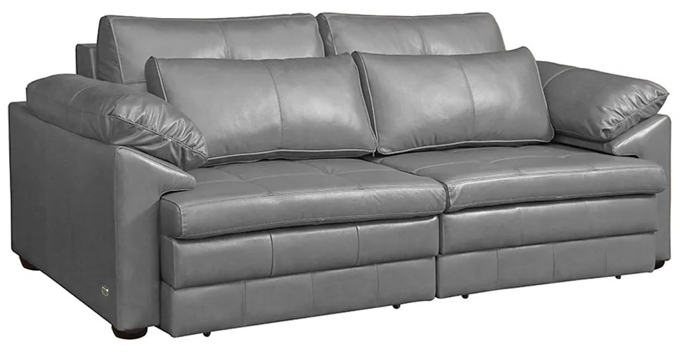 Sofá Decorativo Piece Bipartido Retrátil Sala de Estar 250cm Couro Cinza G58 - Gran Belo
