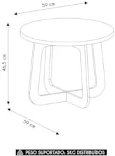 Mesa Centro Redonda 59cm Para Sala MDF Rexxar Menta/Carvalho A09 - Mpo