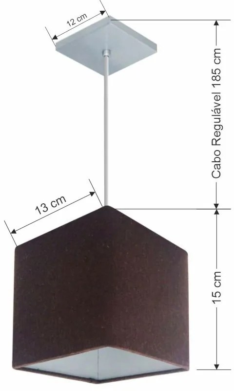 Lustre Pendente Quadrado Md-4223 Cúpula em Tecido 15/13x13cm Café - Bivolt