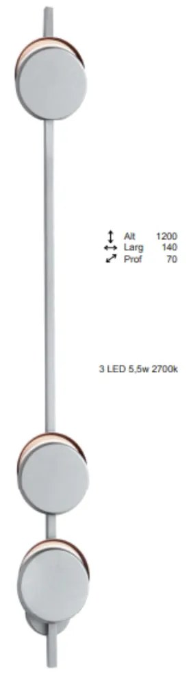 Arandela Eclipse Linear Assimetrico 07X14X120Cm Discos Metal Aluminio... (DOURADO FOSCO, 110V)