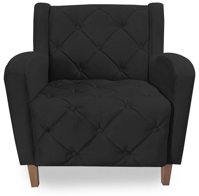Poltrona Decorativa Munique Pés Palito Suede Preto - Sheep Estofados