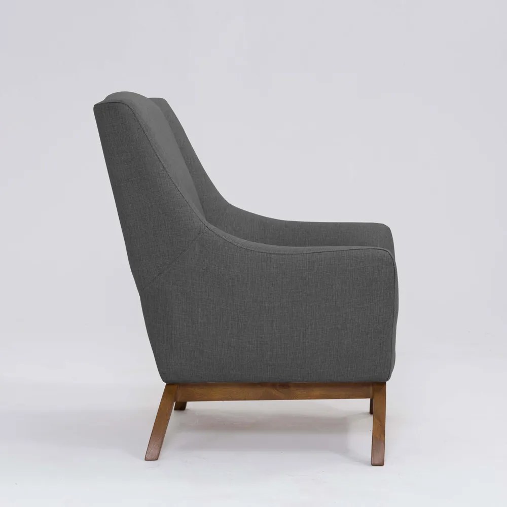 Poltrona Decorativa Mildred D07 Pés Madeira Linho Mescla Chumbo - D'Rossi