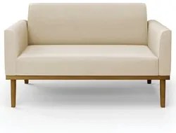 Sofá Namoradeira e 1 Poltrona Base Madeira Castanho Maressa Suede Bege