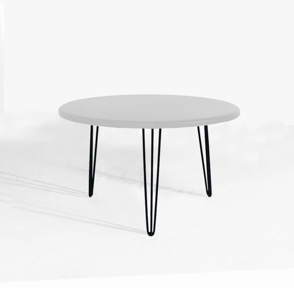Mesa de Centro Decorativa Sandy Pés Hairpin Legs Preto Tampo Branco