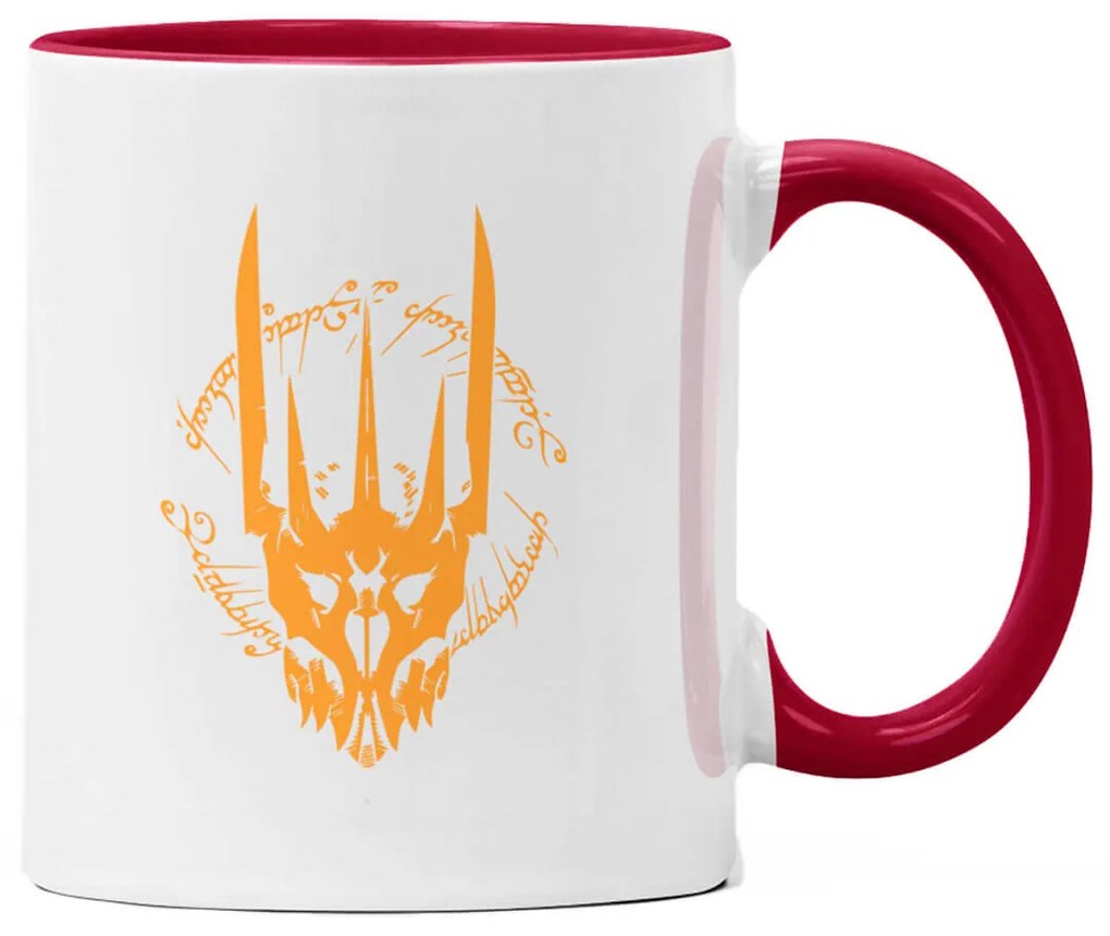 Caneca Mordor Ring Senhor dos Anéis Branca com Alça Vinho