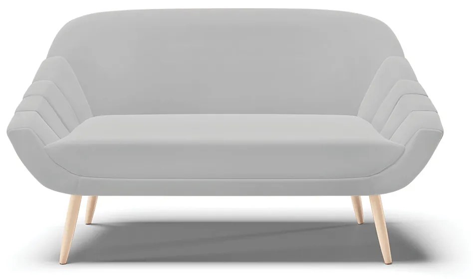 Kit 01 Namoradeira 02 Lugares e 01 Poltrona Giovana Suede Cinza Pés Palito Natural - D'Rossi