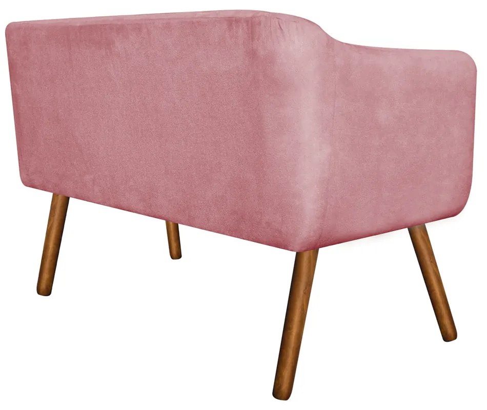 Namoradeira 02 Lugares Julia Suede Rose com Strass 140 cm Pés Palito Castanho - D'Rossi