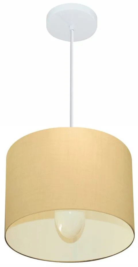 Lustre Pendente Cilíndrico Md-4054 Cúpula em Tecido 30x21cm Algodão Crú - Bivolt