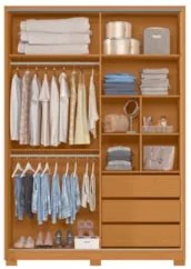 Guarda Roupa Solteiro 160cm Rizatto Flex A02 Off/Cinamomo   - Mpozenat