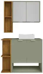Gabinete Banheiro Cuba e Espelheira Lizzi Pistache/Naturalle B02 - Mpo