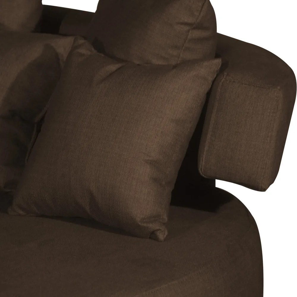 Sofá Chaise Eva Redondo 02 Lugares Suede Marrom
