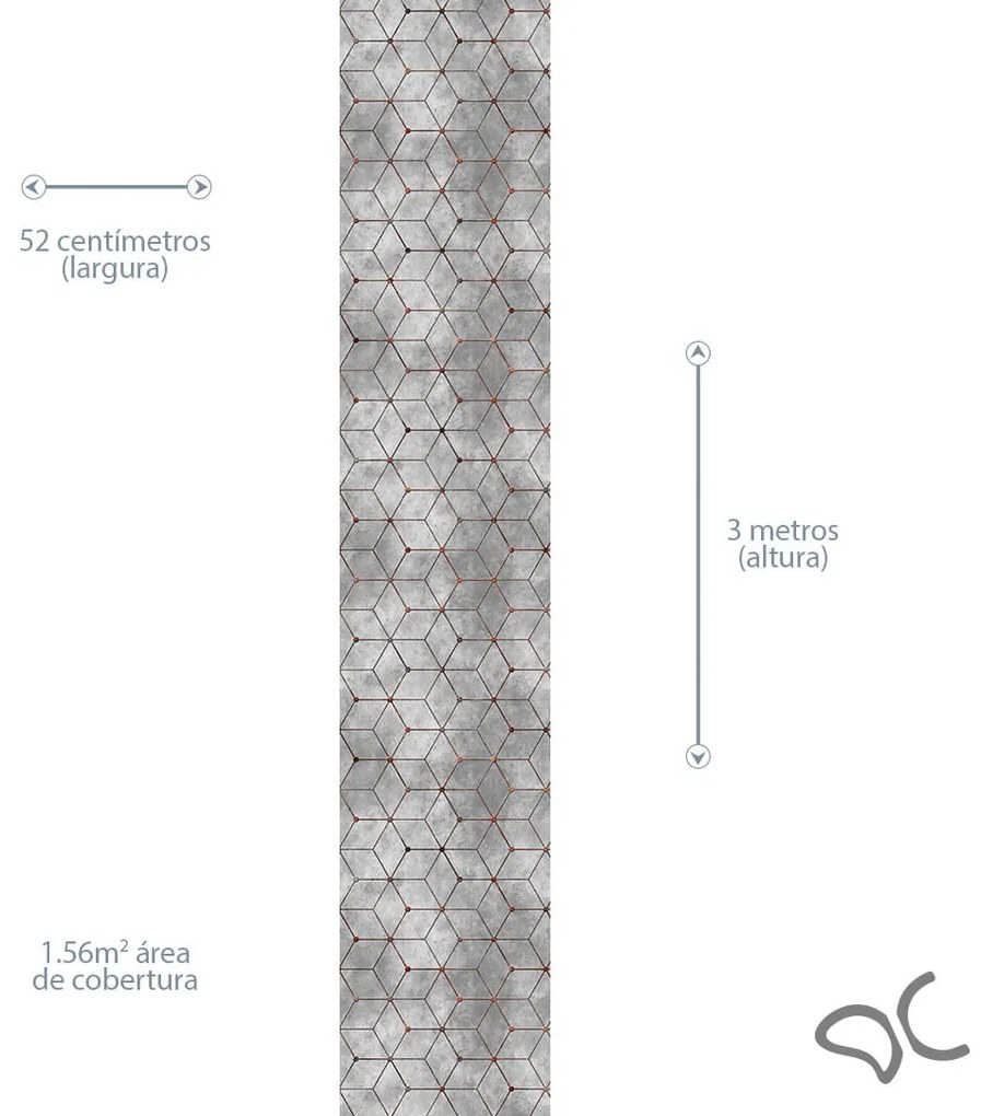 Papel de Parede Cubo Industrial Cimento Queimado Aço Corten