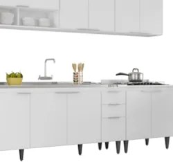 Armário de Cozinha CP05 Com Pia 180cm Pérola Z34 Branco     - Mpozenat