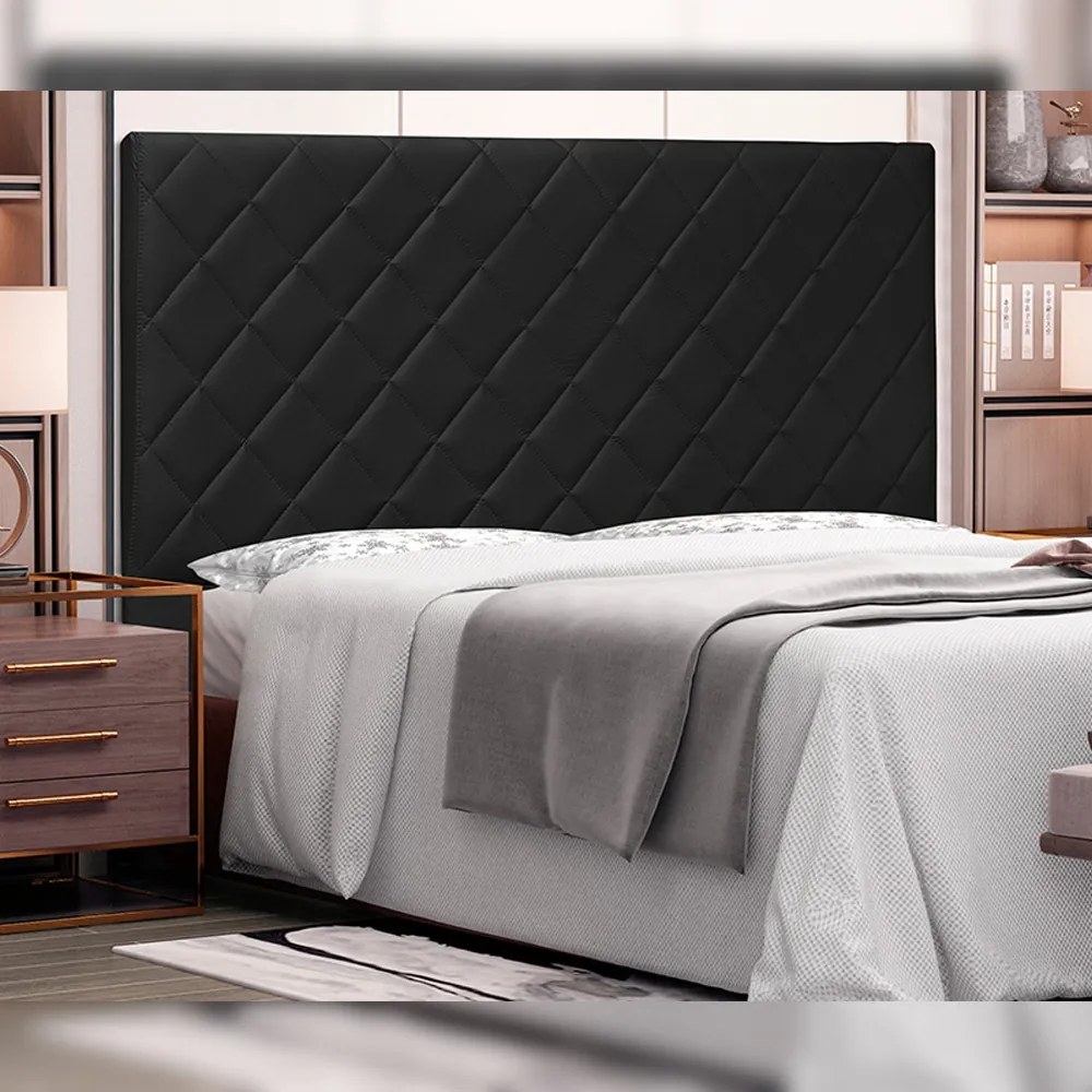 Cabeceira Decorativa 1,40M Baelon Pu Preto G63 - Gran Belo