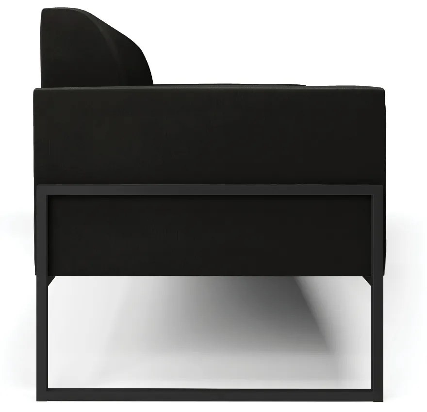 Sofá Namoradeira Base Industrial Alta Preto Marisa Suede D03 - D'Rossi - Preto