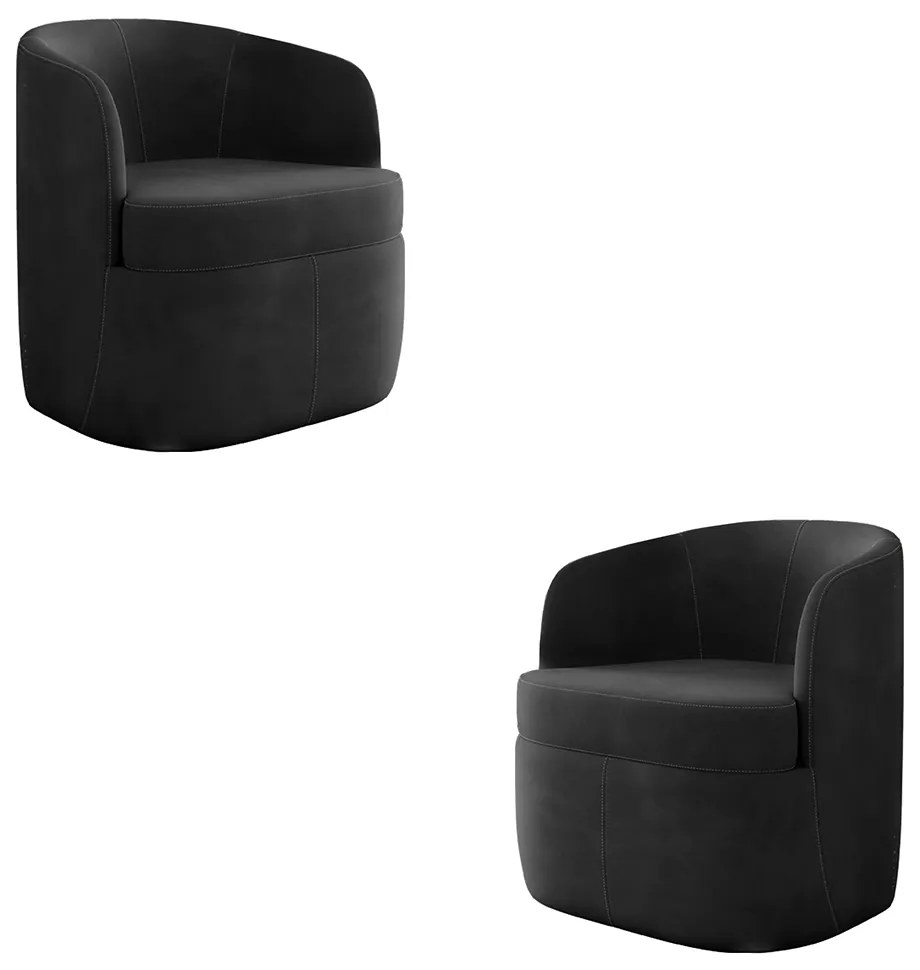 Kit 2 Poltronas Decorativas Design Moderno Bel Sala de Estar Base Giratória Veludo Cinza Escuro G33 - Gran Belo