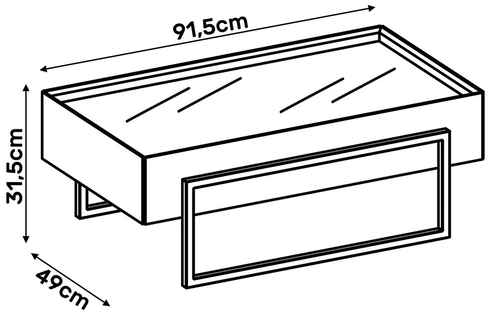 Mesa de Centro Estilo Industrial Com Espelho Suri Preto - D'Rossi