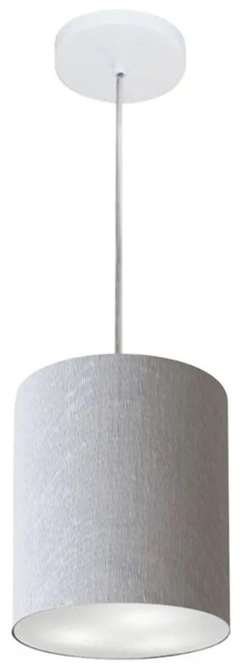 Lustre Pendente Cilíndrico Md-4012 Cúpula em Tecido 18x25cm Rustico Cinza - Bivolt