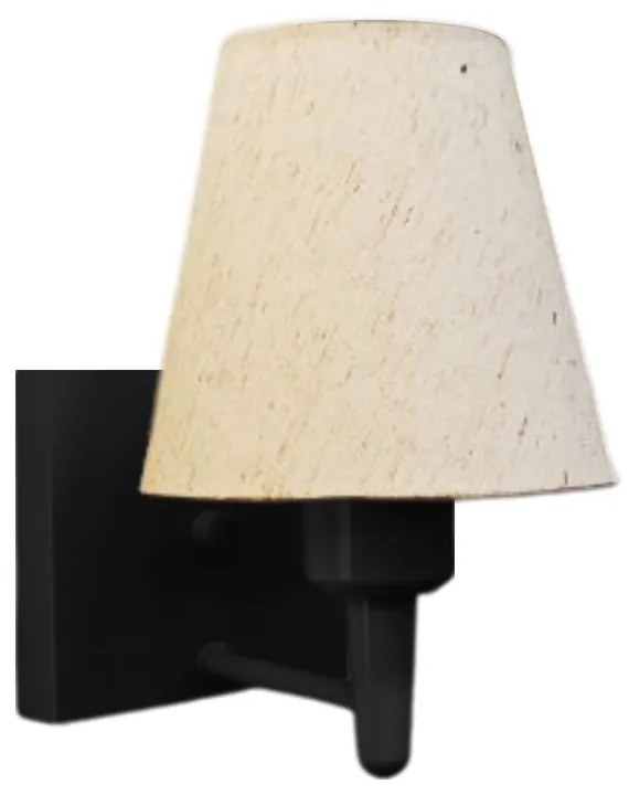 Arandela Quadrada Md-2034 Preto Cúpula em Tecido Cone Linho Bege - Bivolt