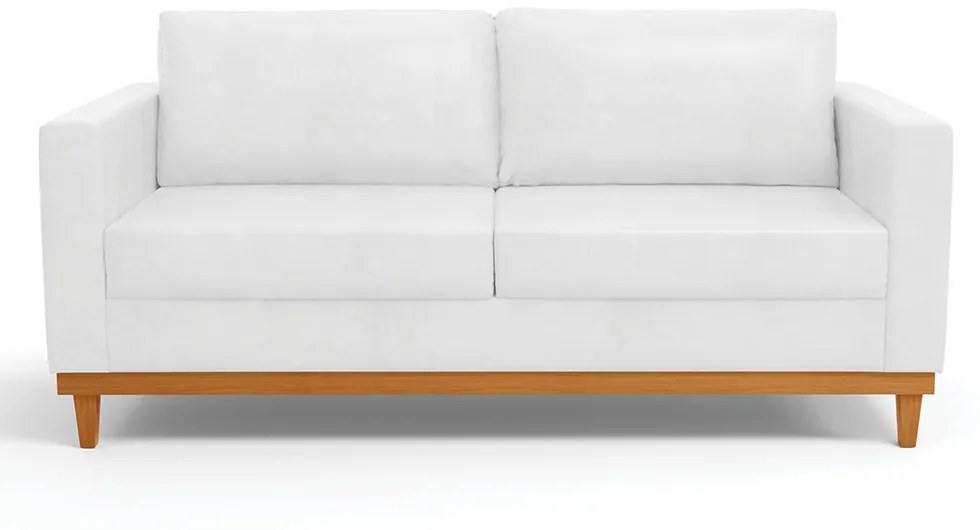 Sofá 03 Lugares Juliette Corano Base Madeira Castanho - D'Rossi - Branco