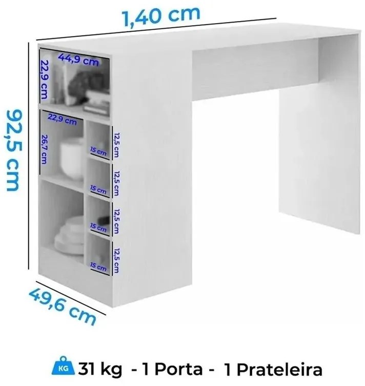 Bancada Balcão Gourmet Mesa Cozinha Multiuso Marrom