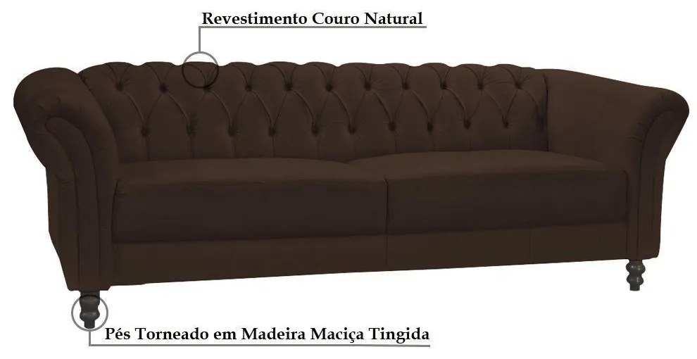 Sofá 3 Lugares Maggiore 200cm Couro Conhaque G58 - Gran Belo