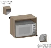 Suporte Micro-ondas Forno 58cm Aéreo Grace Carvalho Oak Z44 - Mpozenat