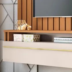 Painel para TV Suspenso 55 Pol. Elza H01 Off White/Cinamomo - Mpozenat