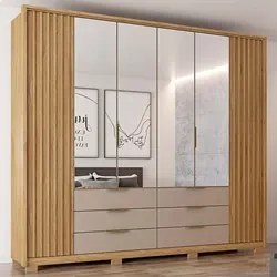 Guarda Roupa Casal Com 4 Espelhos 6 Portas Martin C01 Buriti/Fendi - M