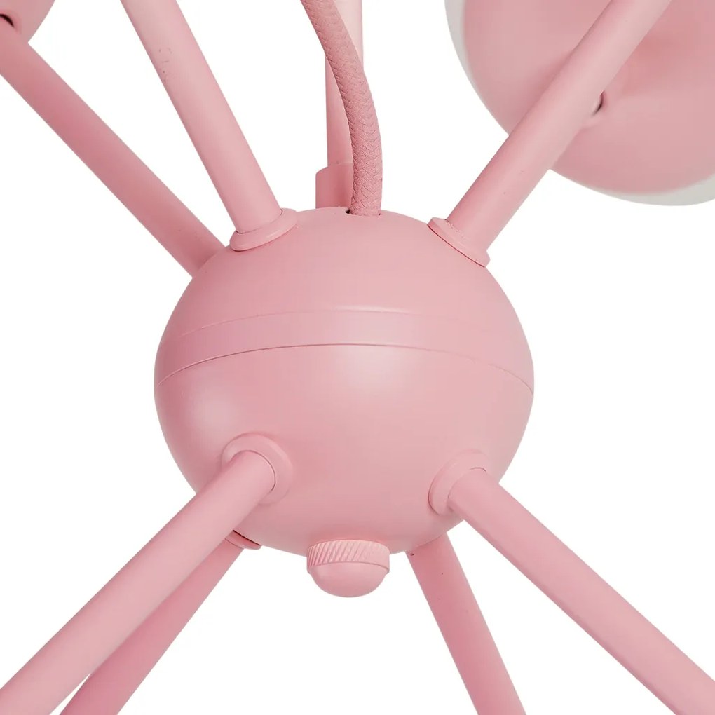 Pendente Dança Ø67X56Cm 8Xg9 / Metal E Globo Ø12Cm | Usina 16732/8 (CP-M - Champagne Metálico, FOSCO)