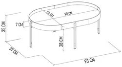 Mesa de Centro Para Sala Estilo Industrial Ville L06 Preto - Mpozenato