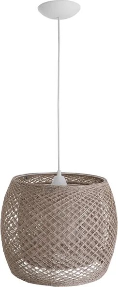 Pendente Redondo Juta Rústica Bege E Off White Ø30cm
