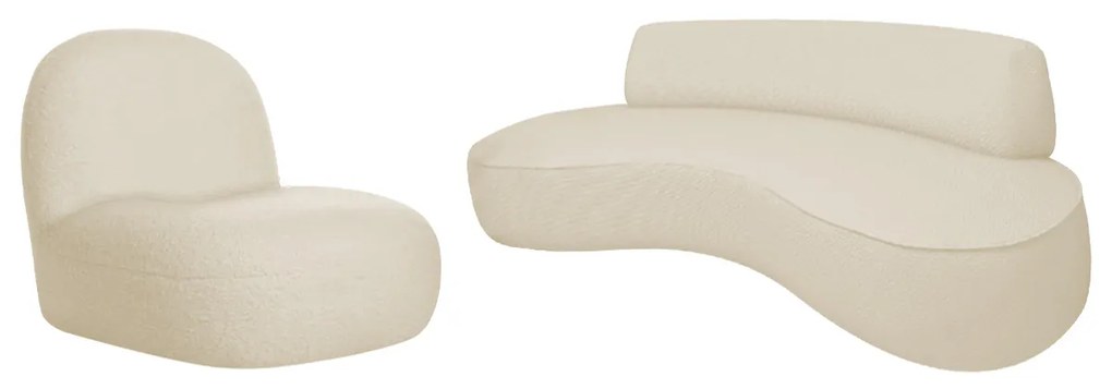 Sofá Curvo 160cm 2 Lugares e 1 Poltrona Amsterdã Linho - ADJ Decor