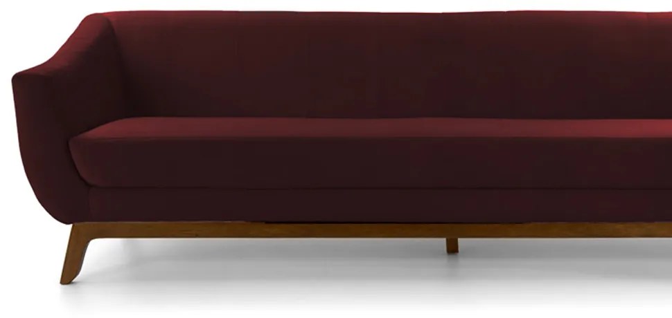 Sofá 3 Lugares Odeon D07 230cm Base Madeira Veludo Bordô - D'Rossi