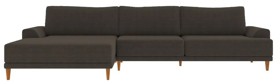 Sofá com Chaise Esquerda 324cm Índico Linho Marrom G52 - Gran Belo