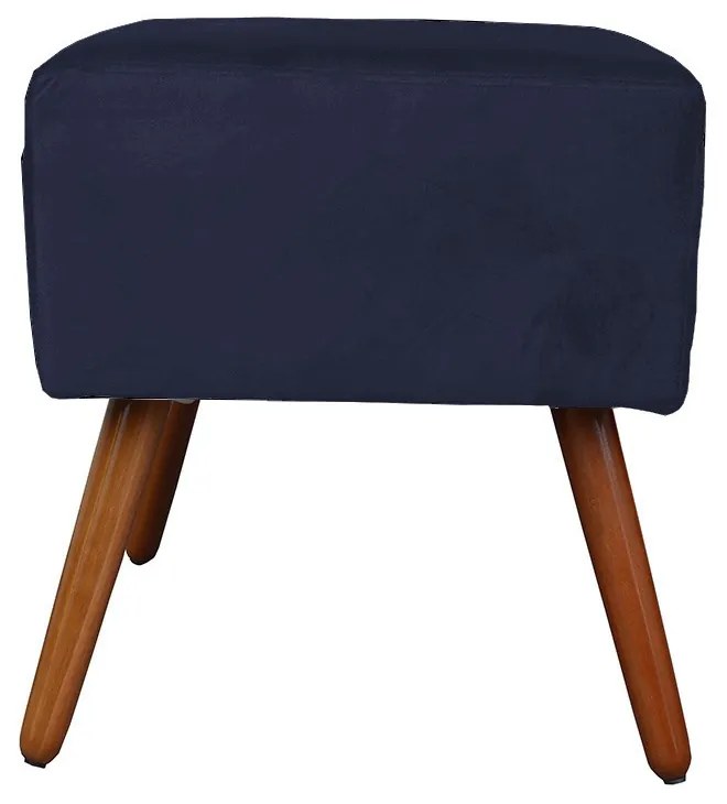 Puff Decorativo Quadrado Malu com Pés Palito Suede Azul Marinho