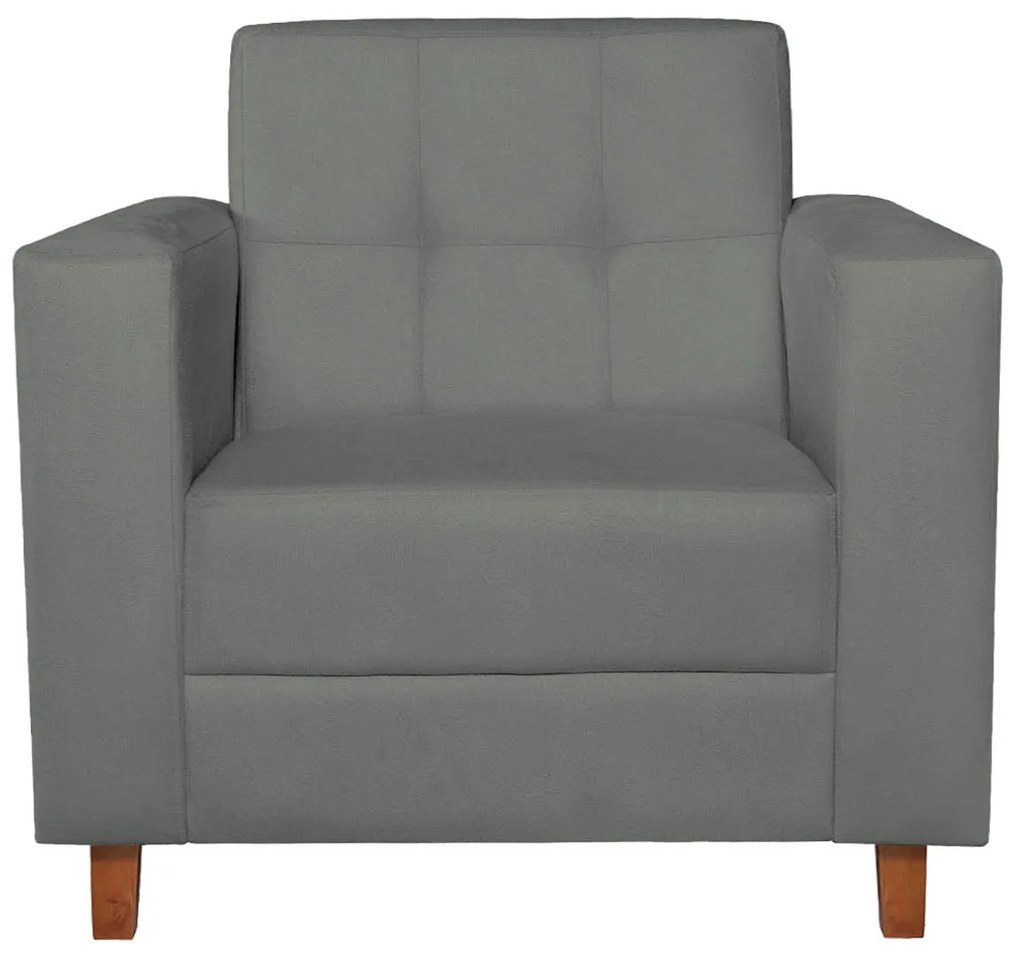 Poltrona Decorativa Denver Corano Cinza - ADJ Decor