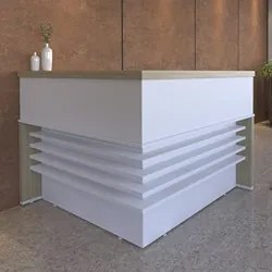 Balcão de Atendimento em L 147x147cm Corp A06 Carvalho/Branco - Mpozen