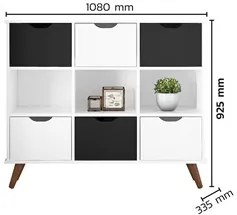 Nicho Organizador Multifuncional 3 Nichos 6 Gavetas Pés Retrô Cube Q01