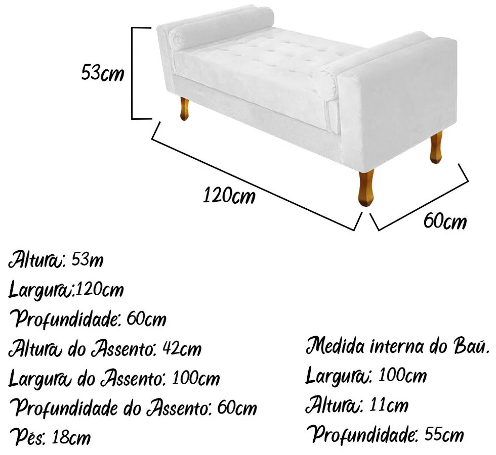 Recamier Félix Solteiro 120cm Suede Branco - ADJ Decor