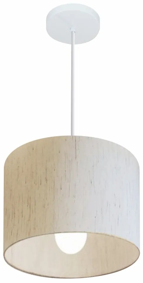 Lustre Pendente Cilíndrico Md-4054 Cúpula em Tecido 30x21cm Linho Bege - Bivolt