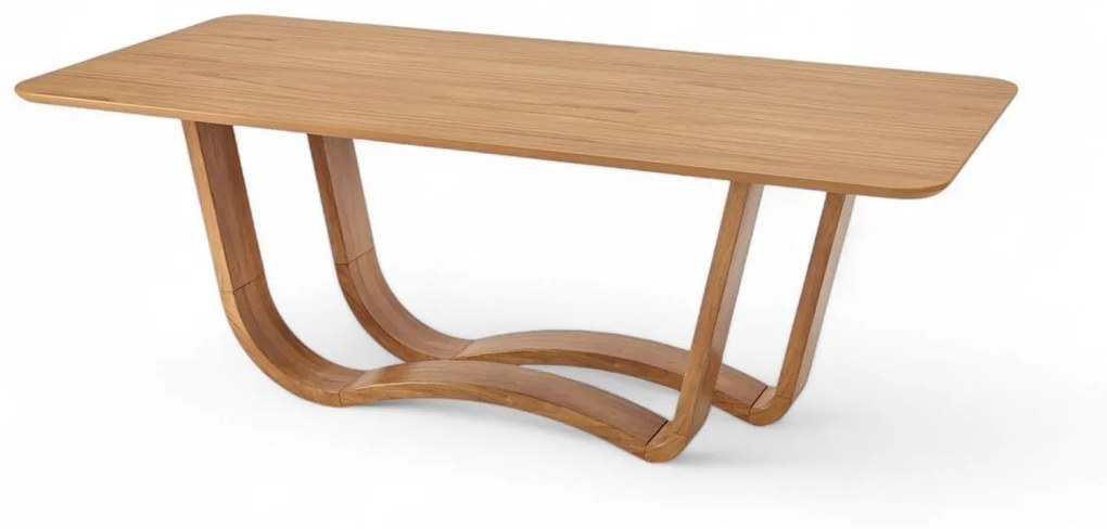 Mesa de Jantar Aloha Retangular Tampo Lâmina Cinamomo Base Madeira Eucalipto