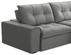 Sofá Retrátil Reclinável 3 Lugares 210cm Argon F05 Veludo Prata - Mpoz