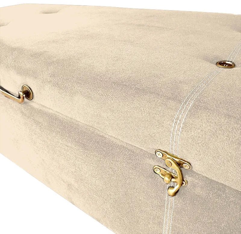 Calçadeira Baú Queen 160cm Caribe Pés Palito Suede Bege - Sheep Estofados - Bege