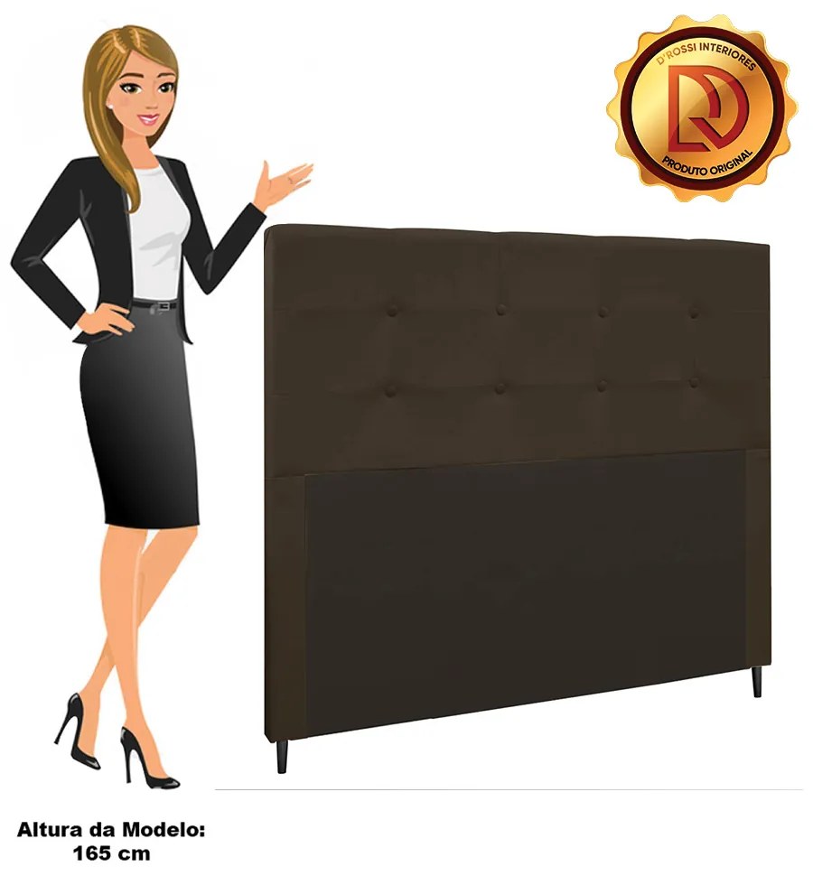 Cabeceira Luna Para Cama Box Casal 140 cm Suede M11 - D'Rossi - Marrom