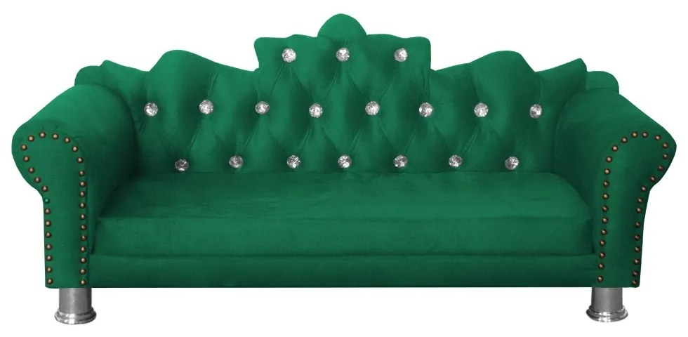 Mini Divã Sofá Realeza Cama Pet para Cães ou Gatos Elegante Suede Verde Bandeira