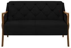 Poltrona Namoradeira 2 Lugares 135cm Capitonê Lapa M22 Veludo Preto -