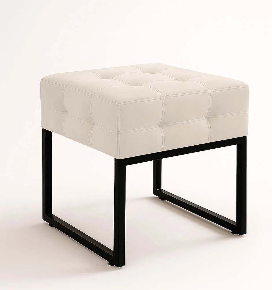 Puff Sala Decorativo Quadrado Industrial Elisa Veludo D03 - D'Rossi - Bege